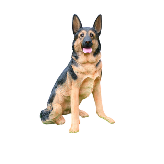 Large Realistic German Shepherd Dog Statue, Black and Tan Resin Sitting Dog Sculpture, Lifelike Animal Garden Ornament for Porch, Patio, Lawn, Entryway, Living Room and Home Décor