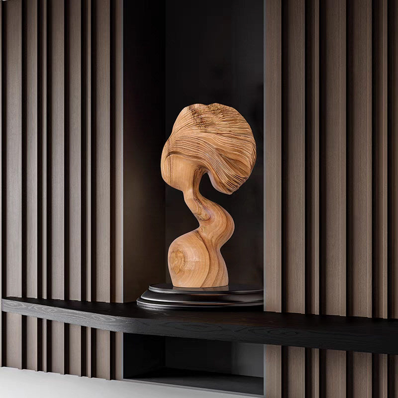 Large Abstract Solid Wood Sculpture, Organic Floor Art Decor