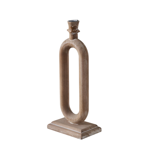 Tall Wooden Candle Holder, 13 Inch Modern Loop Candlestick Stand, Rustic Wood Candle Holder for Dining Table Centerpiece, Wedding Decor, Living Room Shelf, Mantel and Photo Prop