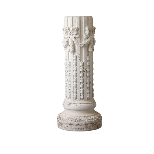 Antique White Roman Column Pedestal Decor, 36 Inch Vintage Decorative Pillar Stand, Distressed European Style Floor Sculpture for Entryway, Fireplace, Wedding Display, Photography Prop, Living Room Decor