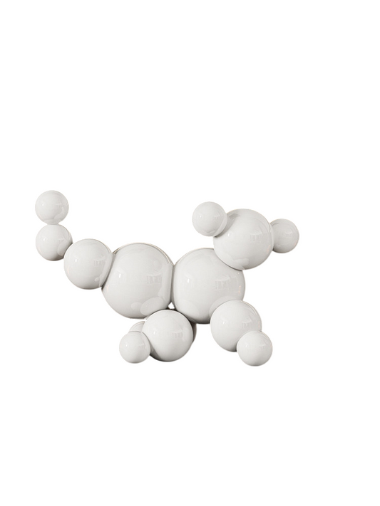 Modern Ceramic Balloon Dog Sculpture, Glossy White Abstract Dog Statue for Living Room, Entryway, TV Console, Bookshelf, Office &amp; Shelf Decor