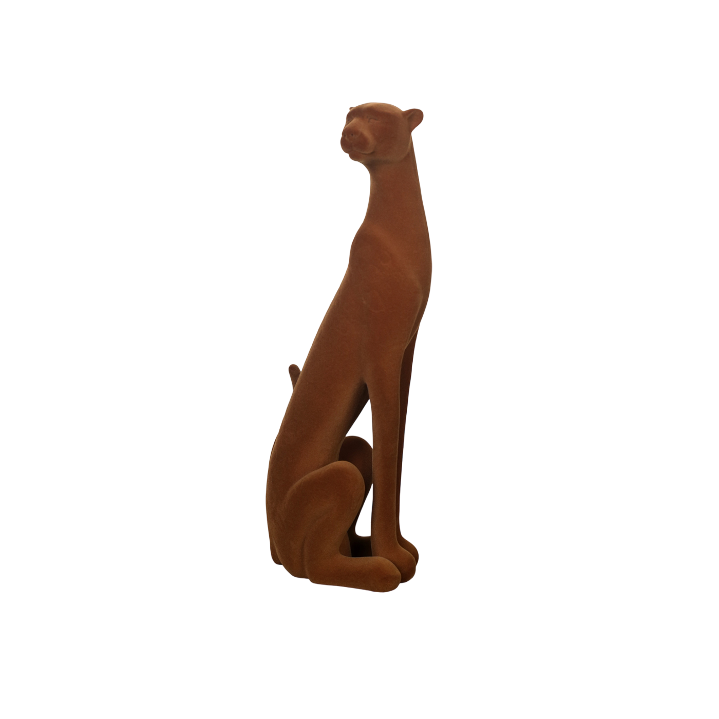 Set of 3 Sitting Leopard Statues, Modern Big Cat Animal Sculptures, Blue Velvet Flocked Brown Flocked and Silver Decor Figurines for Living Room, Office, Entryway, Shelf, Console Table