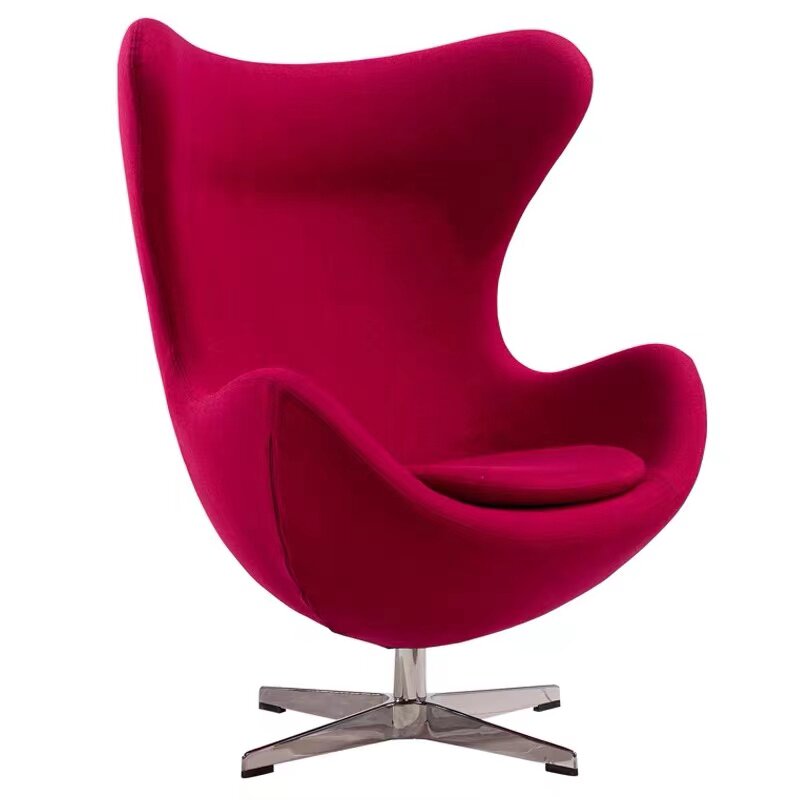 Red High Back Lounge Chair with Ottoman, Upholstered Swivel Accent Chair, Fiberglass Shell Leisure Armchair for Living Room, Bedroom, Reading Nook and Hotel Lounge