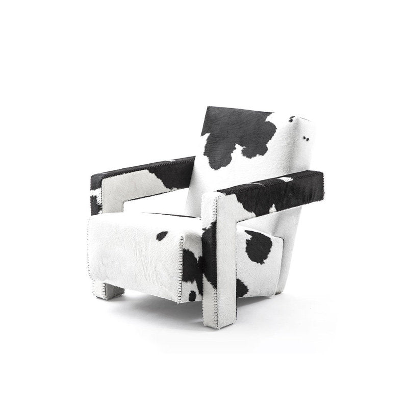 Cowhide Print Accent Chair, Upholstered Lounge Armchair for Living Room