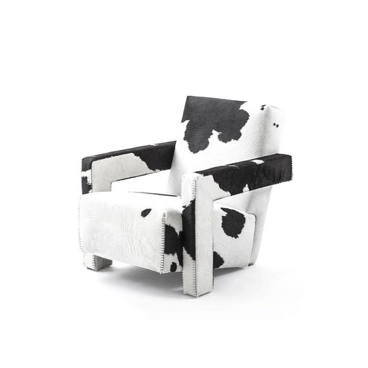 Cowhide Print Accent Chair, Upholstered Lounge Armchair for Living Room