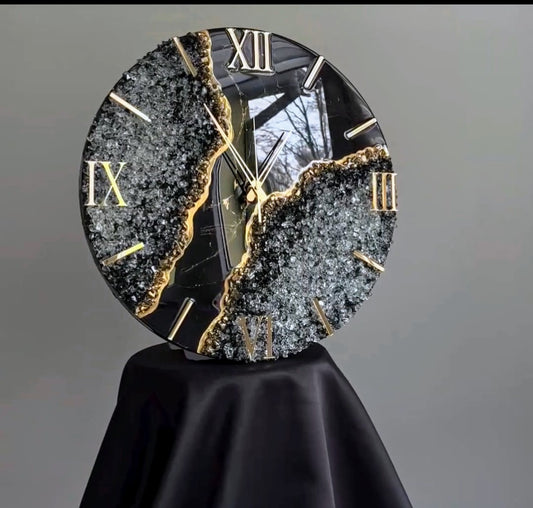 Luxurious resin & stones  handmade wall clock