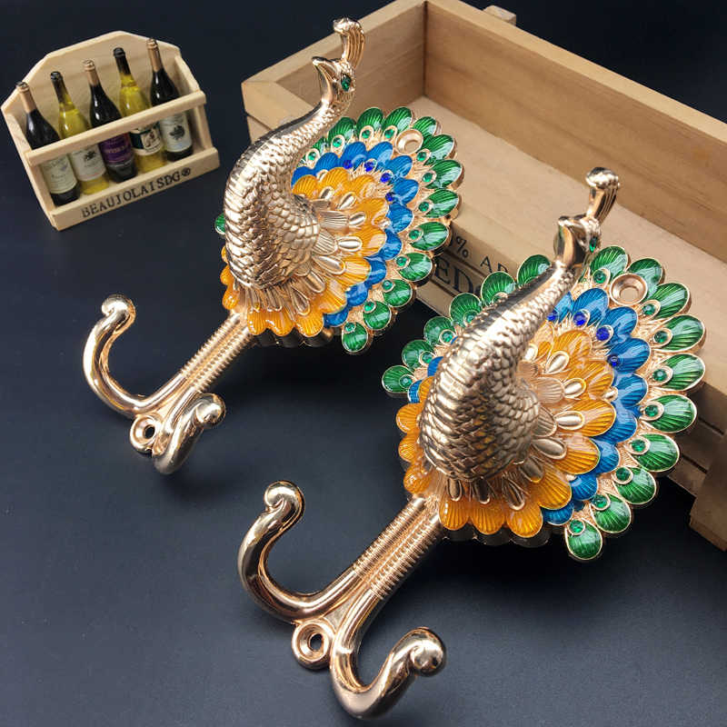 Peacock Alloy Curtain Holdback, Simple Luxury Gold Wall Hook, Creative Curtain Tieback Holder, Decorative Wall Hook (Light Gold, Set of 2)