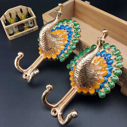 Peacock Alloy Curtain Holdback, Simple Luxury Gold Wall Hook, Creative Curtain Tieback Holder, Decorative Wall Hook (Light Gold, Set of 2)