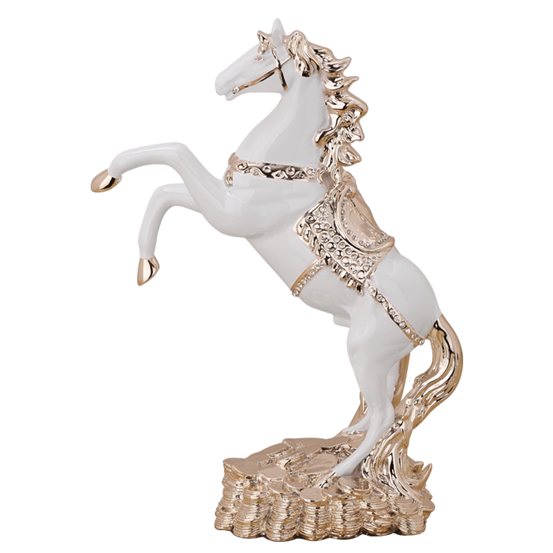 Rose Gold Rearing Horse Sculpture – Luxury Resin Art Figurine for Living Room, Office, or TV Cabinet