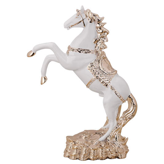 Rose Gold Rearing Horse Sculpture – Luxury Resin Art Figurine for Living Room, Office, or TV Cabinet