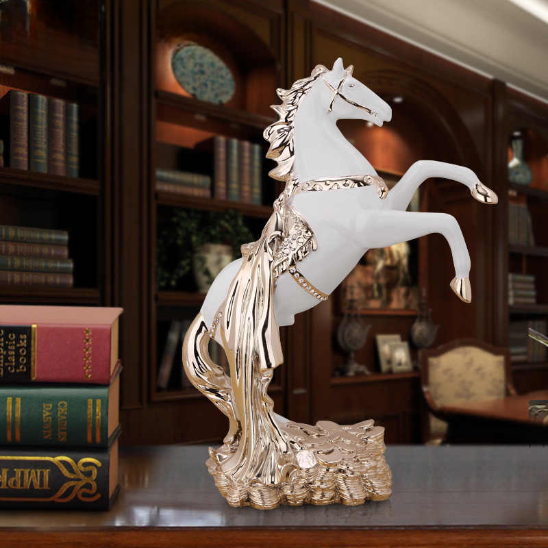 Rose Gold Rearing Horse Sculpture – Luxury Resin Art Figurine for Living Room, Office, or TV Cabinet