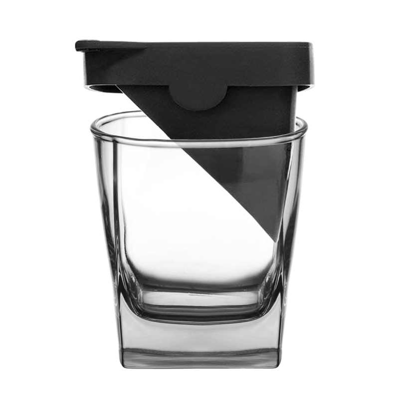 Ice Mountain Whisky Glass Set – 300ml Crystal Tumbler with Silicone Ice Mold, Home Bar Old Fashioned Vodka Rocks Glass, Transparent & Blue, 2 Pack