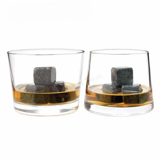Whisky Stones Set of 9 – Reusable Chilling Rocks for Whiskey, Bourbon, Spirits & Wine with Velvet Storage Pouch, No Dilution Ice Alternative