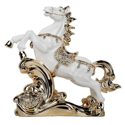Luxury Rose Gold Horse Sculpture – Decorative Resin Stallion Figurine for Living Room, Office, TV Cabinet, or Gift