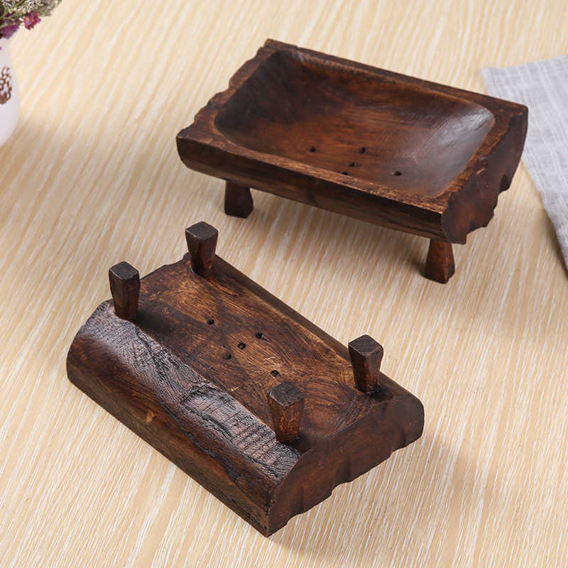 Thai Handcrafted Solid Wood Soap Dish with Drainage, Natural Teak Bathroom Soap Holder with Elevated Design