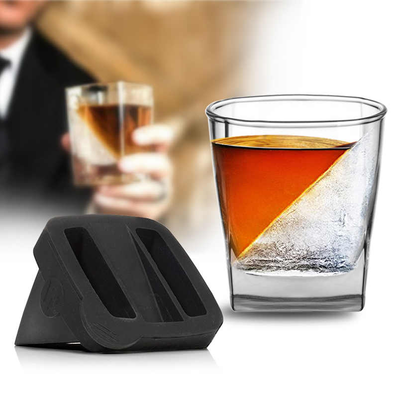 Ice Mountain Whisky Glass Set – 300ml Crystal Tumbler with Silicone Ice Mold, Home Bar Old Fashioned Vodka Rocks Glass, Transparent & Blue, 2 Pack