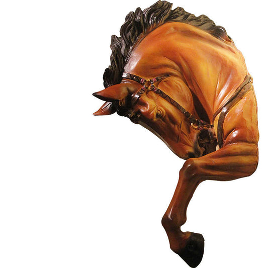 European Resin War Horse Head Wall Decor, Vintage Sculpture for Home Bar Club Living Room, Retro Decorative Wall Hanging