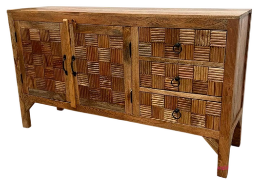 Rustic Solid Wood Sideboard Cabinet with Drawers Modern Farmhouse Storage Console Cabinet Buffet Server for Living Room Dining Room Entryway Hallway