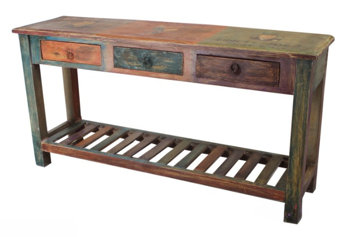 Rustic Solid Wood Console Table with Drawers Farmhouse Entryway Sofa Table Vintage Distressed Accent Table for Living Room Hallway
