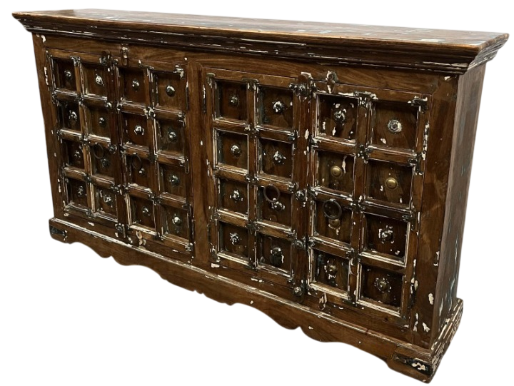 Large Rustic Accent Cabinet Solid Wood Vintage Sideboard Farmhouse Storage Console Cabinet for Living Room Dining Room