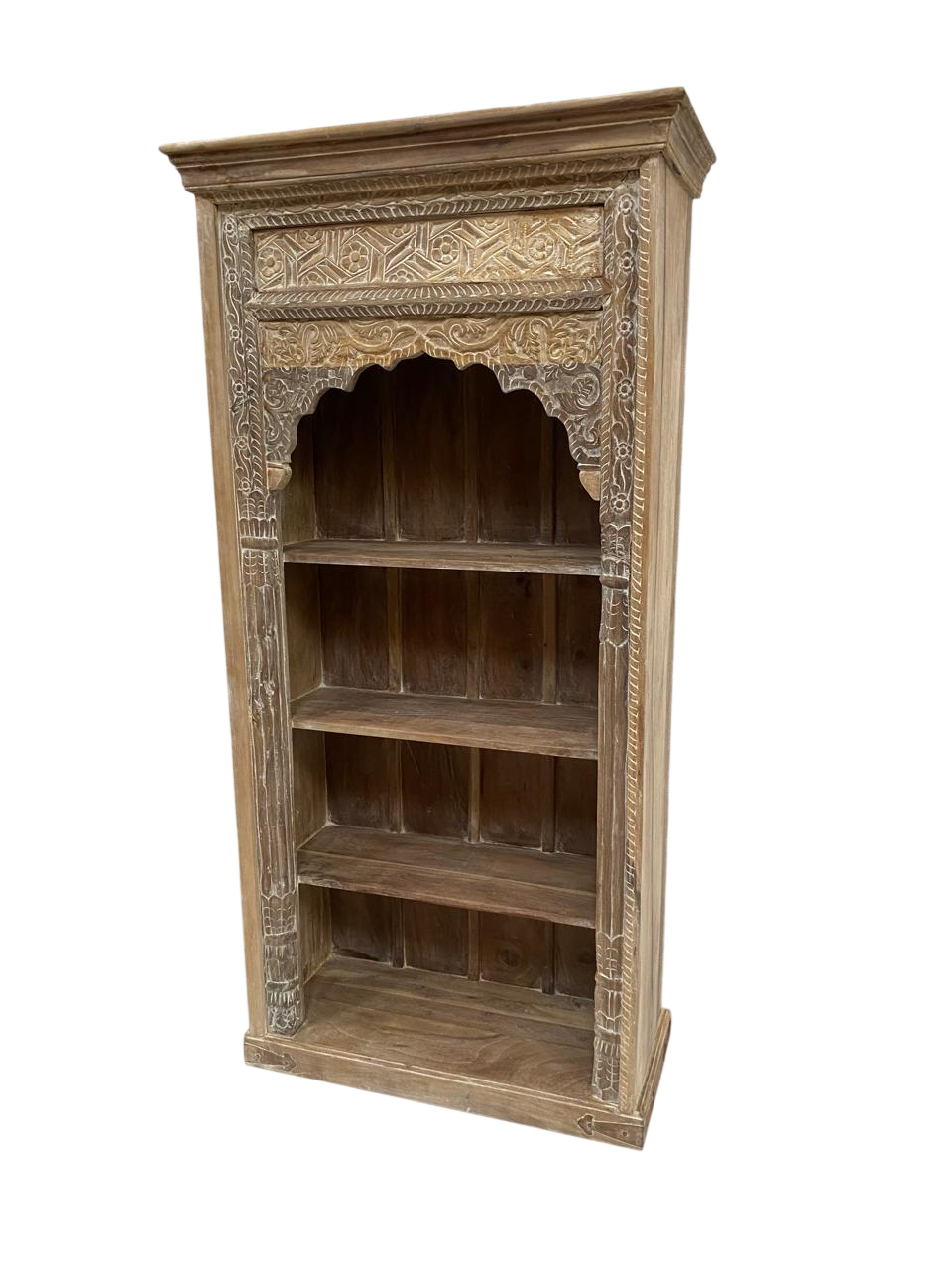 Handcrafted Rustic Wooden Bookshelf Cabinet Solid Wood Display Shelf Vintage Farmhouse Open Storage Bookcase for Living Room
