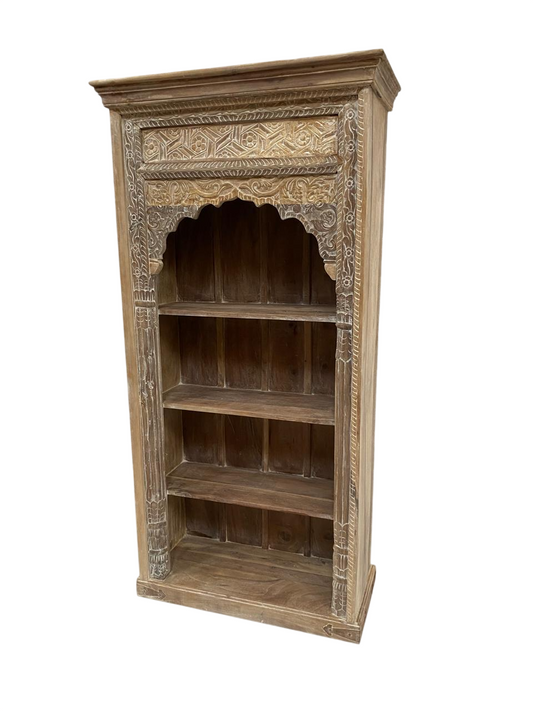 Handcrafted Rustic Wooden Bookshelf Cabinet Solid Wood Display Shelf Vintage Farmhouse Open Storage Bookcase for Living Room