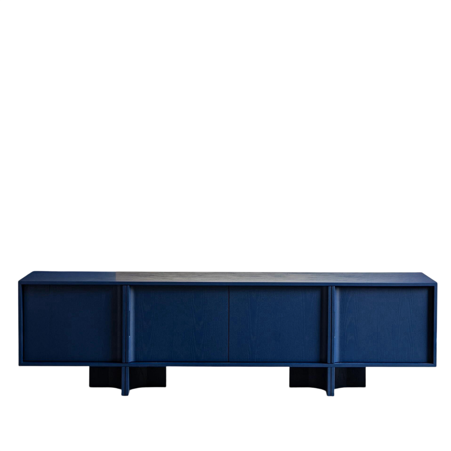 Blue Solid Wood TV Stand, 4 Door Media Console for Living Room
