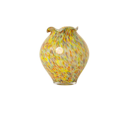 Multicolor Art Glass Vase, Ruffled Rim Decorative Flower Vase