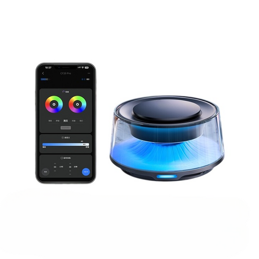 Smart Car Air Freshener Diffuser, Rechargeable App Controlled Car Fragrance Diffuser with Adjustable Scent Intensity, LED Ambient Light, 2 Scent Refills, Black Luxury Car Perfume Decor for Men and Women