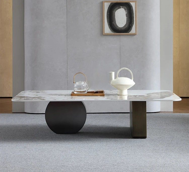 Minimalist Rectangular Sintered Stone Coffee Table, Modern Designer Small Living Room Center Table