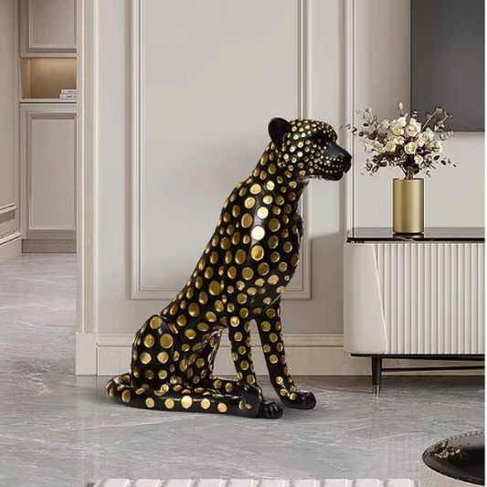 home decor accent leopard modern decor leopard Nordic Style Gentleman Side interior decor, Animal Home Decor Sculpture, luxury leopard Statue