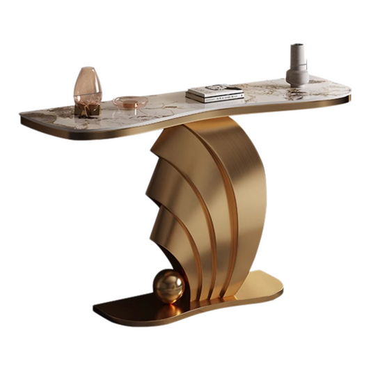 Champagne Gold Sintered Stone Console Table for Entryway