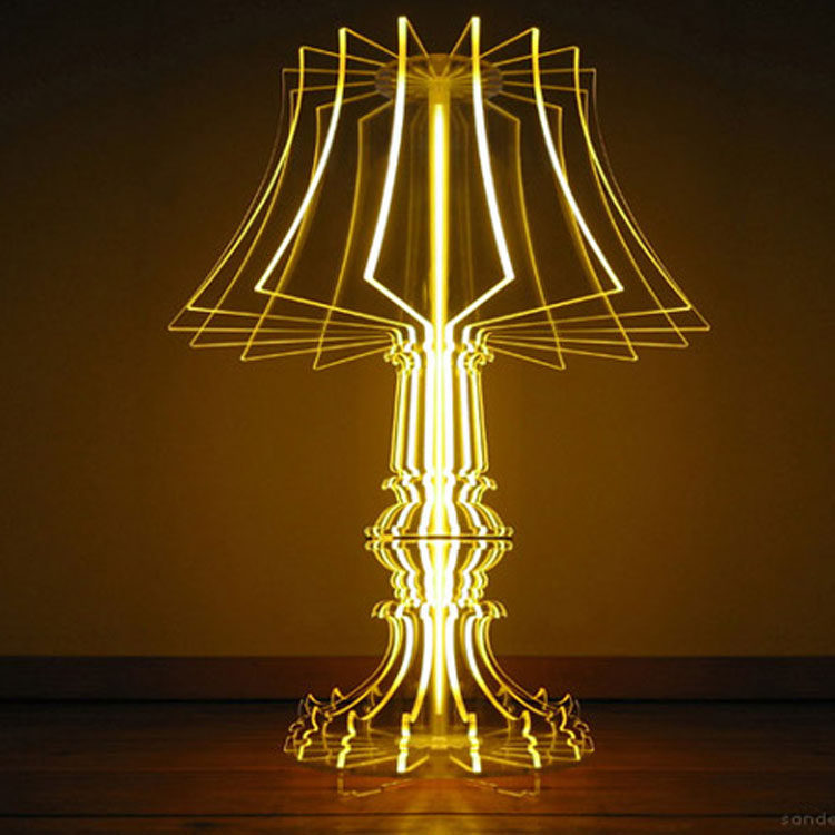 Modern Acrylic Table Lamp for Living Room, Gold Decorative Bedside Lamp with Sculptural Geometric Shade, French Style Accent Lamp for Bedroom, Sofa Side Table, Office, Hotel and Luxury Home Décor