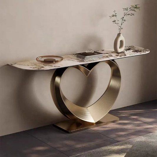 luxury console table living room furniture champagne Modern Console table Entrance Table with stainless steal and sintered stone