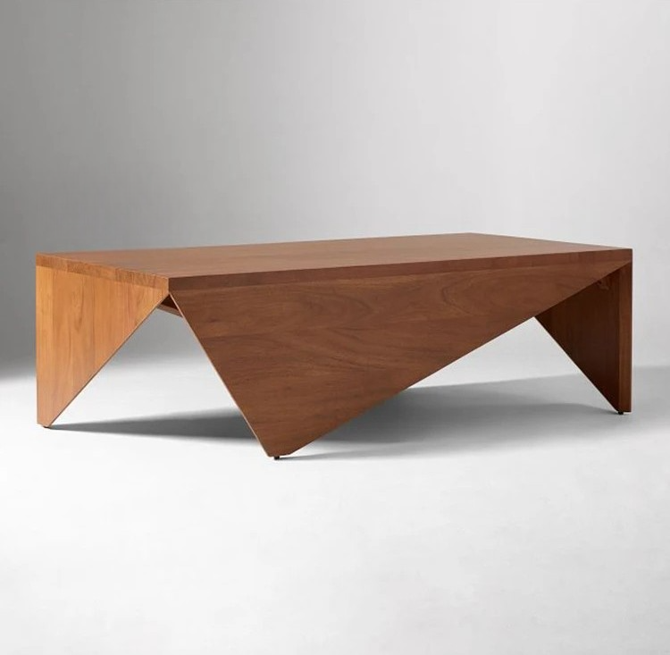 Popular Minimalist Solid Wood Coffee Table, Creative Modern Rectangular Center Table for Small Living Room