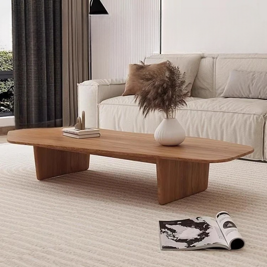Designer Modern Minimalist Solid Wood Tea Table, Creative Irregular Coffee Table for Small Apartment Living Room