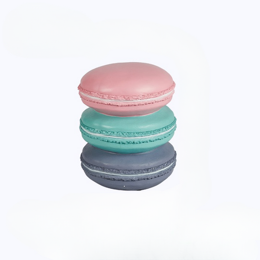 Macaron Shaped Resin Stool, Pastel Dessert Accent Seat, Decorative Side Table, Small Shoe Bench, Food Inspired Art Stool for Entryway, Bedroom, Living Room, Patio Decor
