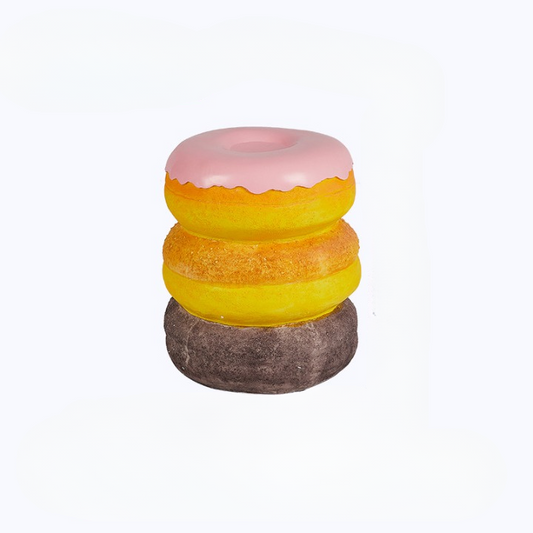 Pink Donut Shaped Resin Stool, Creative Dessert Accent Seat, Decorative Side Table, Small Shoe Bench, Food Inspired Art Stool for Entryway, Bedroom, Living Room, Patio Decor