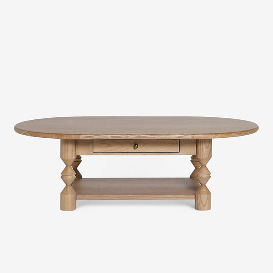 Solid Pine Wood Coffee Table with Drawer and Lower Shelf, Vintage Style Rectangular Center Table, Rustic Living Room Tea Table with Storage for Small Spaces, Natural Wood Finish