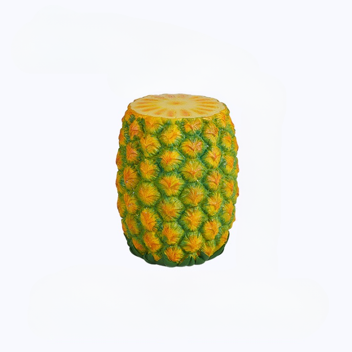 Pineapple Shaped Resin Stool, Tropical Fruit Accent Seat, Decorative Side Table, Small Shoe Bench, Artistic Indoor Outdoor Home Decor for Entryway, Living Room, Patio, Garden