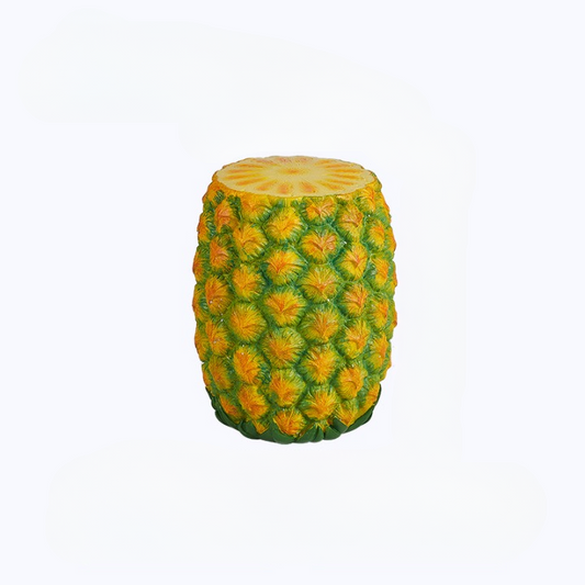 Pineapple Shaped Resin Stool, Tropical Fruit Accent Seat, Decorative Side Table, Small Shoe Bench, Artistic Indoor Outdoor Home Decor for Entryway, Living Room, Patio, Garden