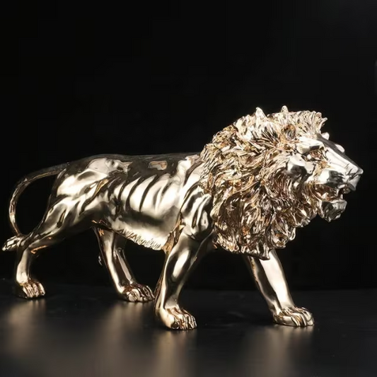 Lion decor statue exotic gold ellectroplated metal 93*42 cm big nordic Gentleman Side interior decor, Animal Sculpture, luxury lion Statue
