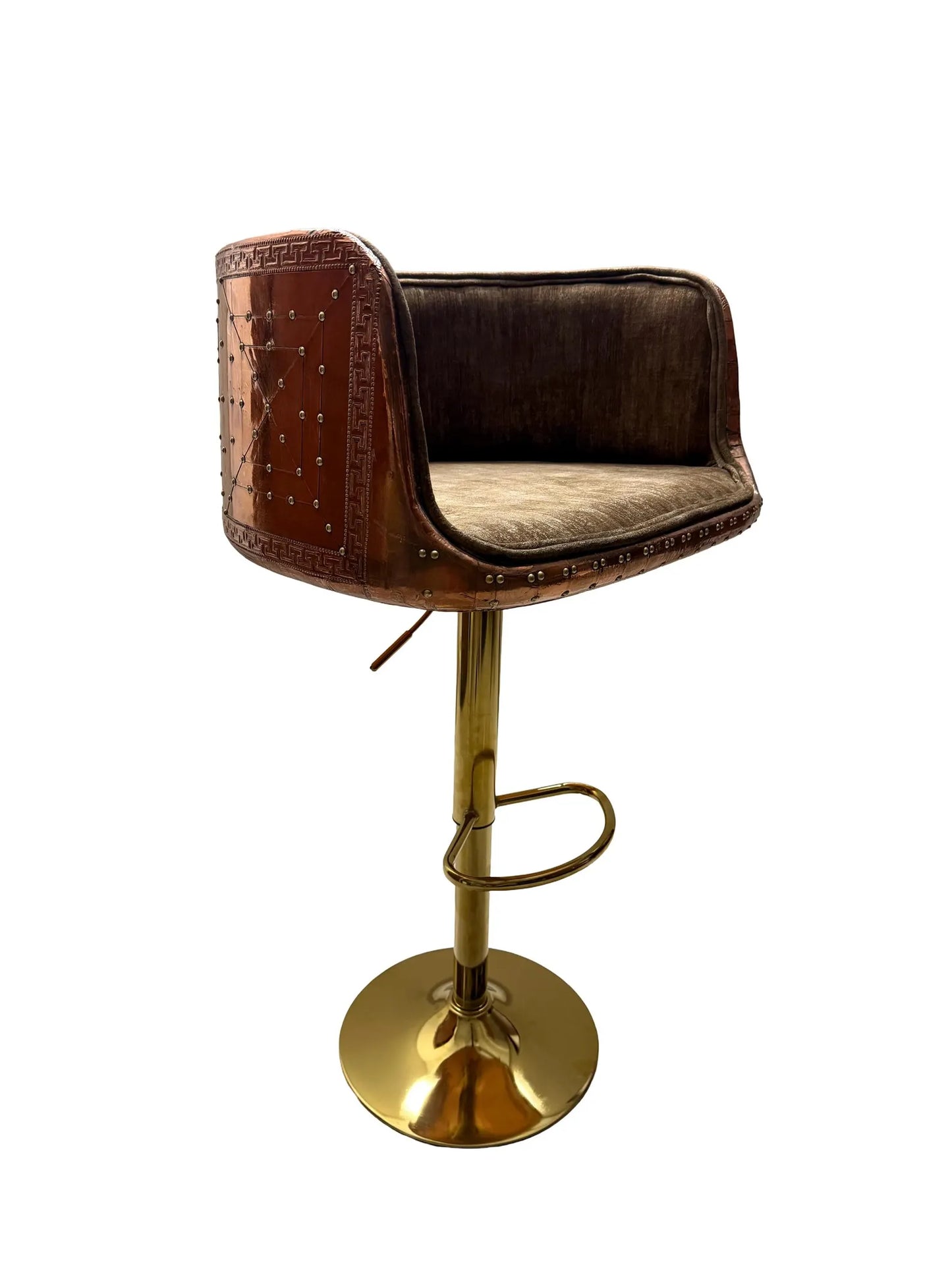 Handcrafted Copper Bar Stool | Unique Pattern Metal Chair for Kitchen Island or Home Bar | Industrial Accent Furniture