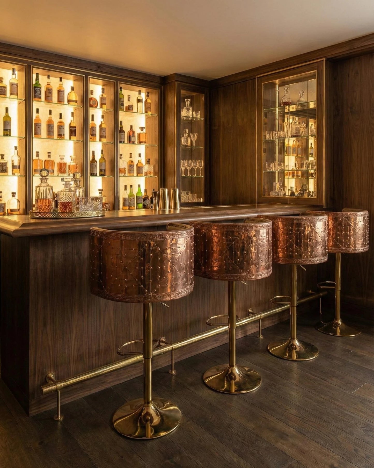 Handcrafted Copper Bar Stool | Unique Pattern Metal Chair for Kitchen Island or Home Bar | Industrial Accent Furniture