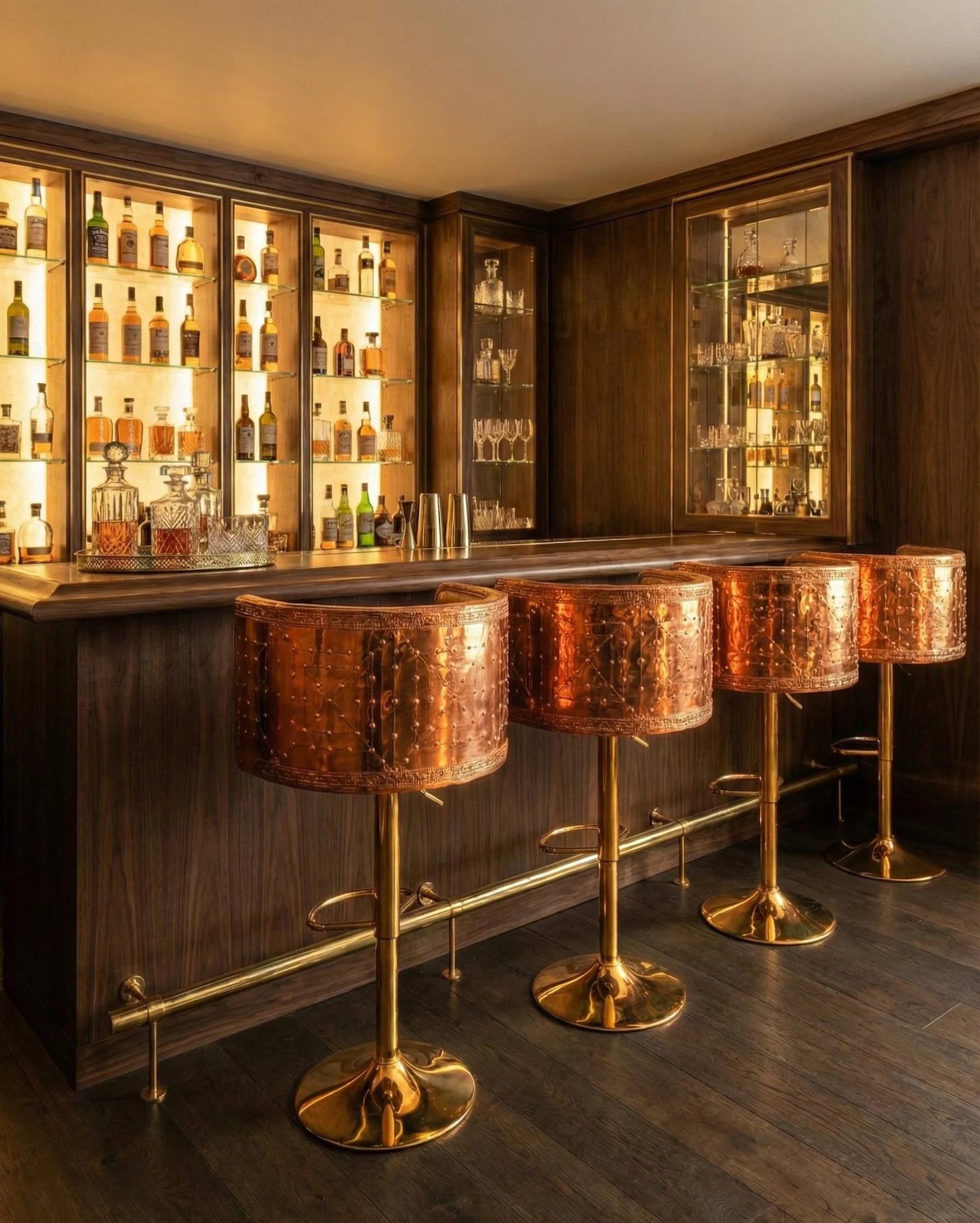 Handcrafted Copper Bar Stool | Unique Pattern Metal Chair for Kitchen Island or Home Bar | Industrial Accent Furniture