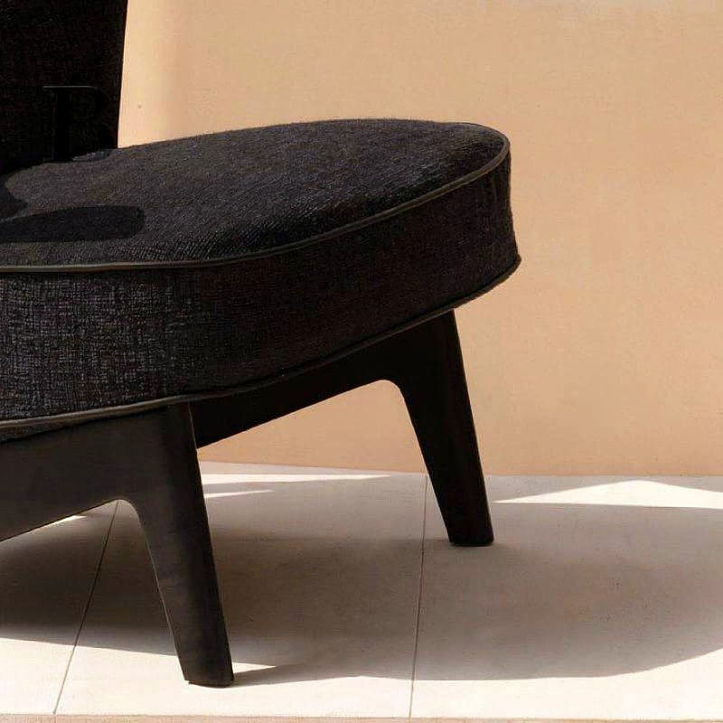 Wabi Sabi Black Accent Chair, Solid Ash Wood Frame Lounge Armchair with Upholstered Seat and Sculptural Arms, Modern Designer Style Single Sofa Chair for Living Room, Reception Area, Office and Reading Nook