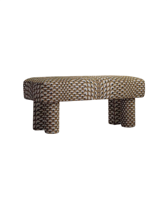 Chenille Jacquard Upholstered Bench with Solid Pine Frame
