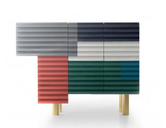 Modern Luxury Colorful Accent Sideboard Cabinet, Artistic Storage Buffet for Living Room Entryway