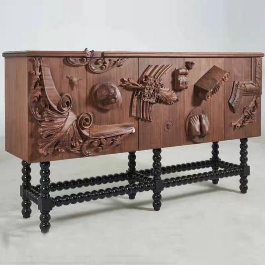 European Sideboard handcarved solid wood TV cabinet