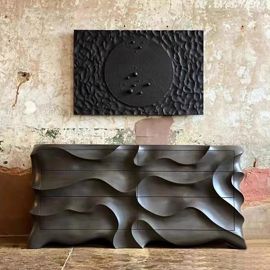 Buffet Storage cabinet Nordic modern wavy pattern solid wood entrance Home Decor